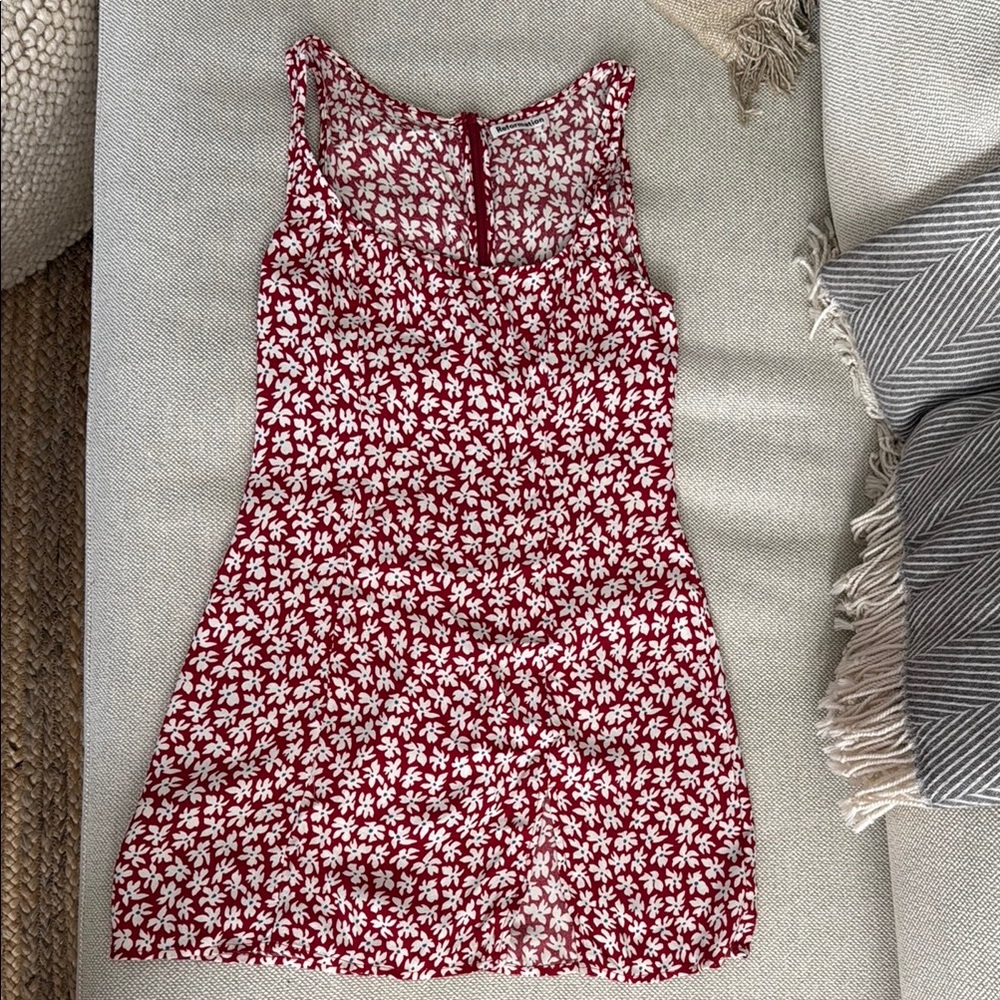 Reformation Red and White Floral Mini Noha Dress